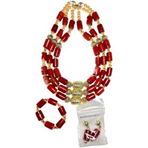 Coral Beads Neck Piece Set - Traditional Wedding Necklace
