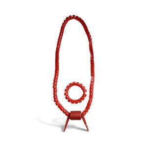 Traditional Neck Bead with Bracelet - Red