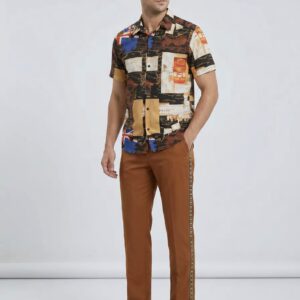 Men’s 2 piece set_vintage shirt with pants_quality lightweight fabrics very suitable for summer outings or events